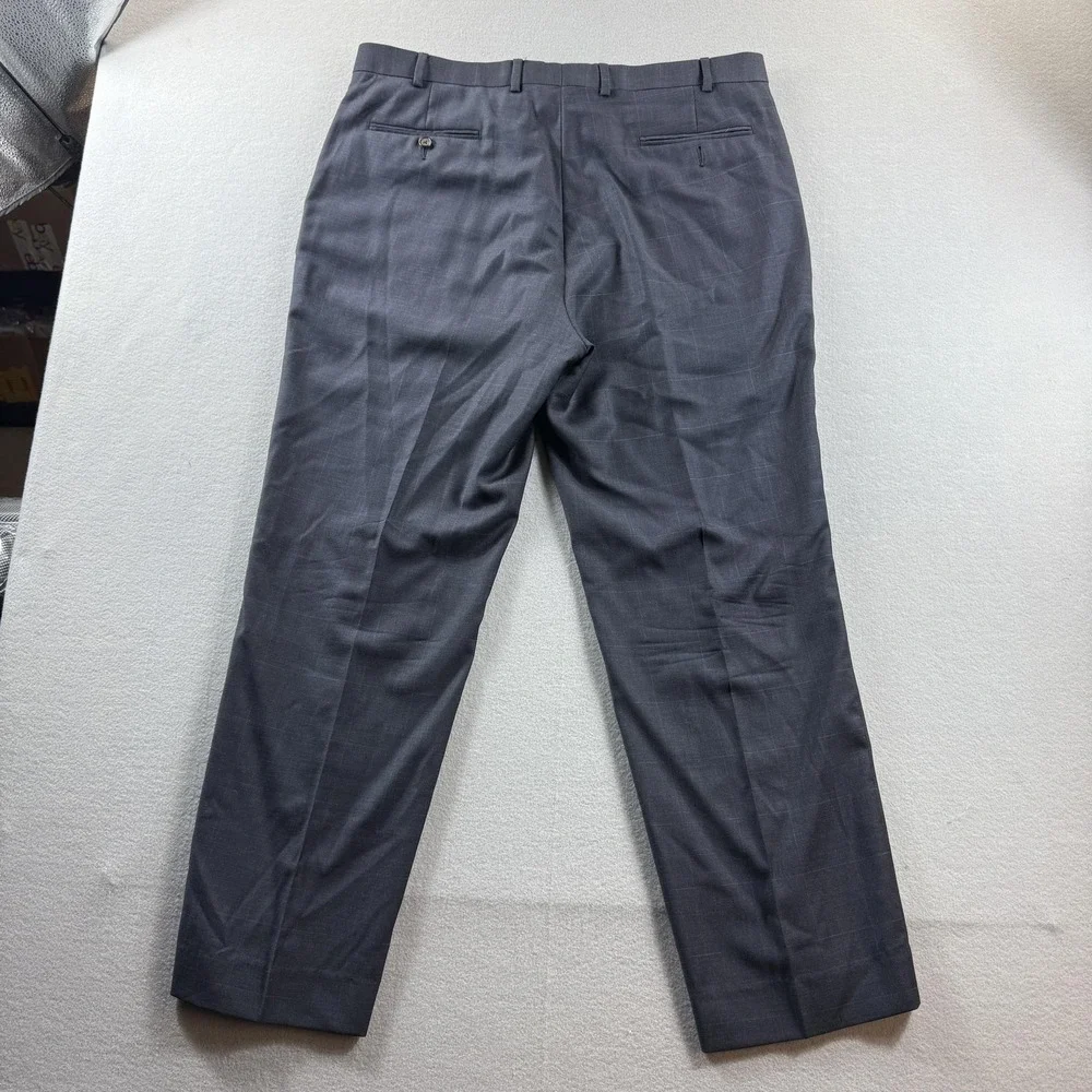 Lauren Ralph Lauren Pants Mens 38x30 Gray Wool Check Flat Front Dress Slacks
